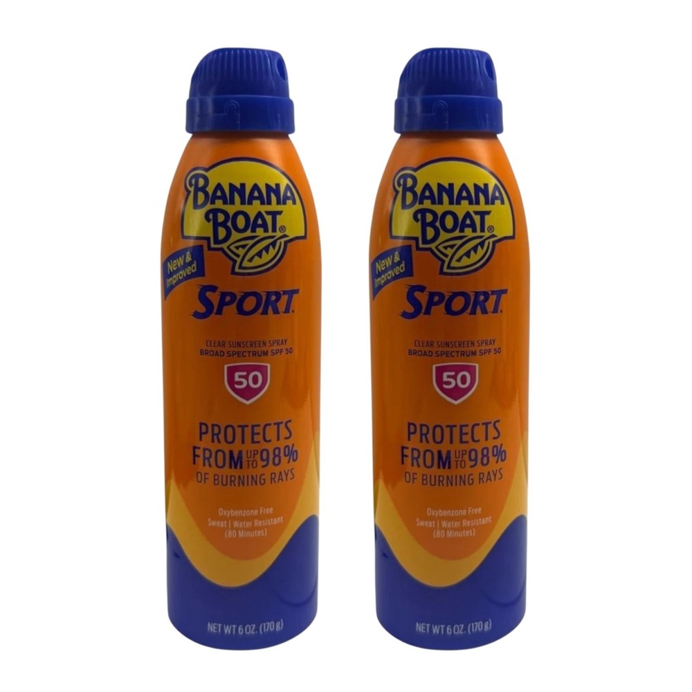 Banana Boat Sport SPF 50+ 6 oz Ultra Sunscreen Spray  Lot of‎ 2 Exp 10/27